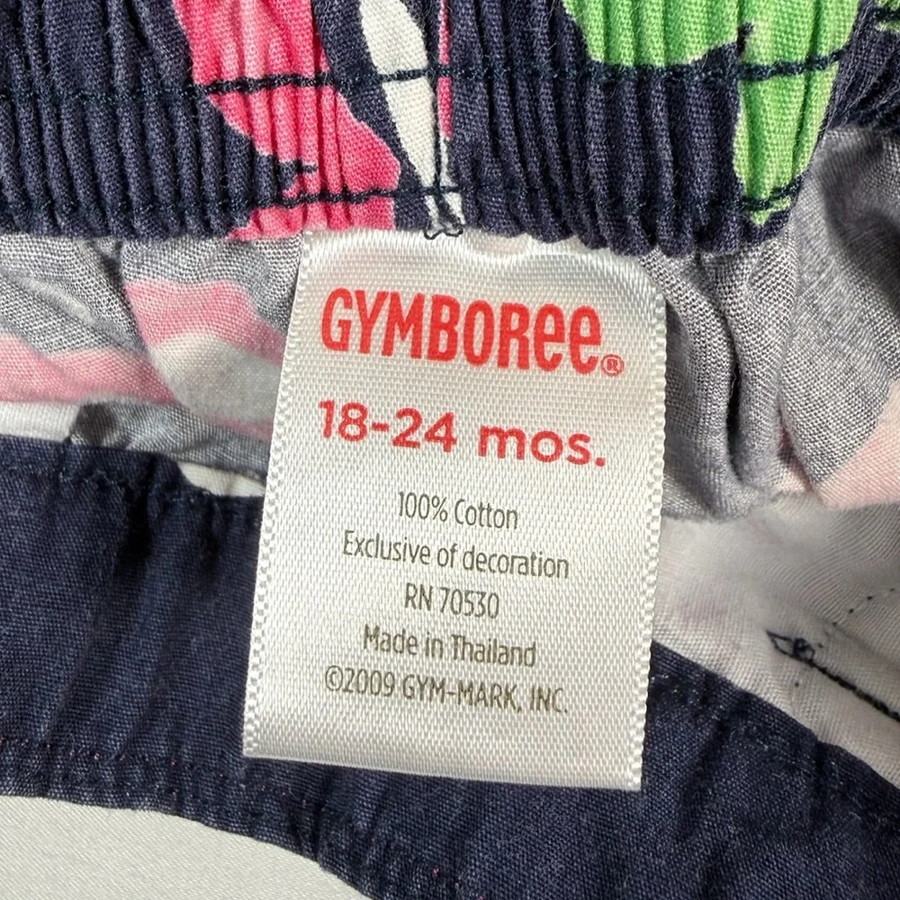 GYMBOREE Girls Butterfly Print Cotton Pants 18 To 24‎ Months Navy Pink